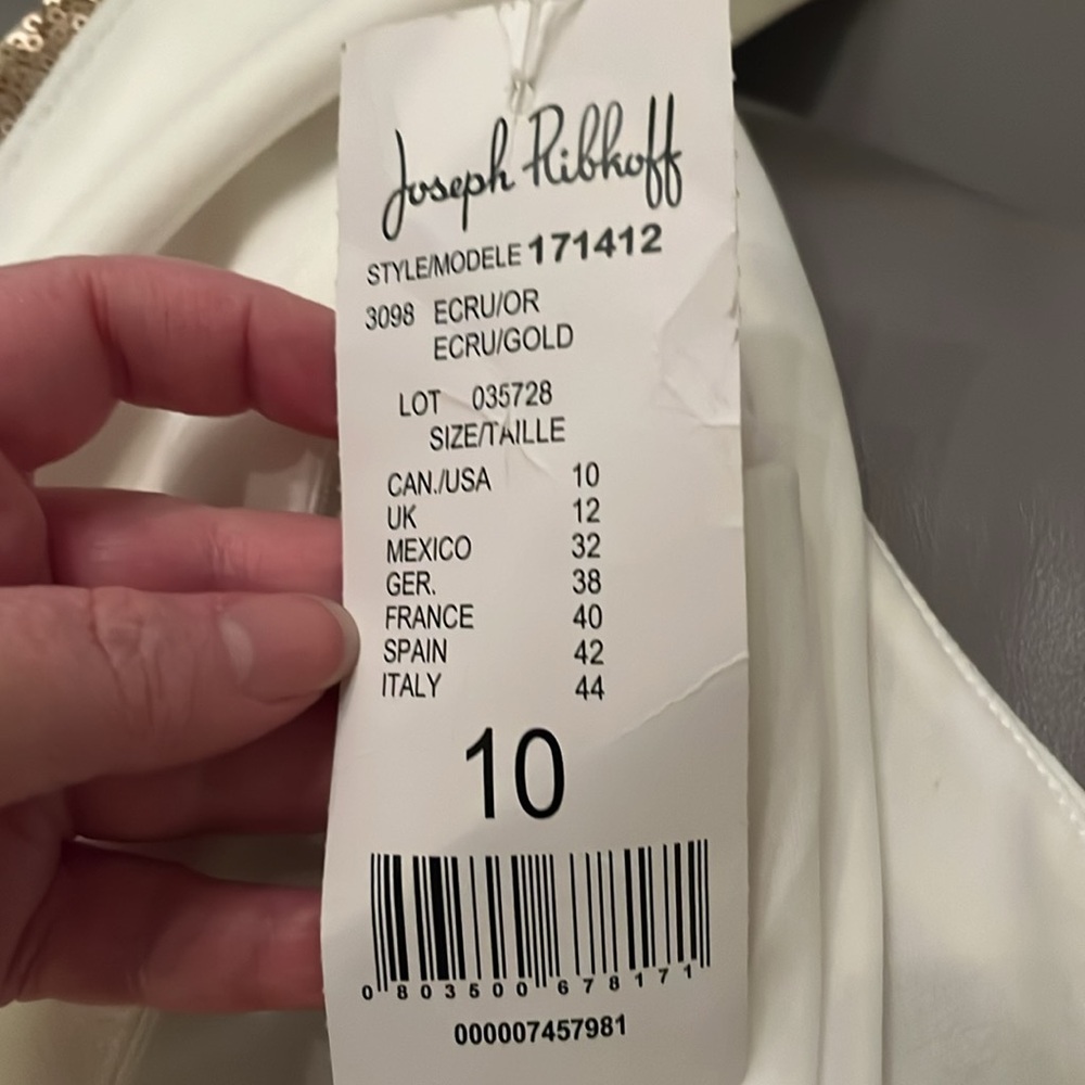 NWT Joseph Ribkoff White and Gold Sequin Dress - Picture 9 of 10